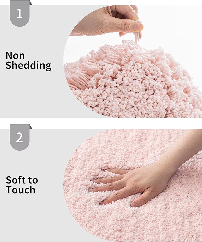 Pink Bathroom Runner Rug 24x70 Non Slip Fluffy Long Bath Mat for Bathroom Floor Washable Plush Luxury Bath Rug for Tub Absorbent Shower Sink Mat Bedside Rug