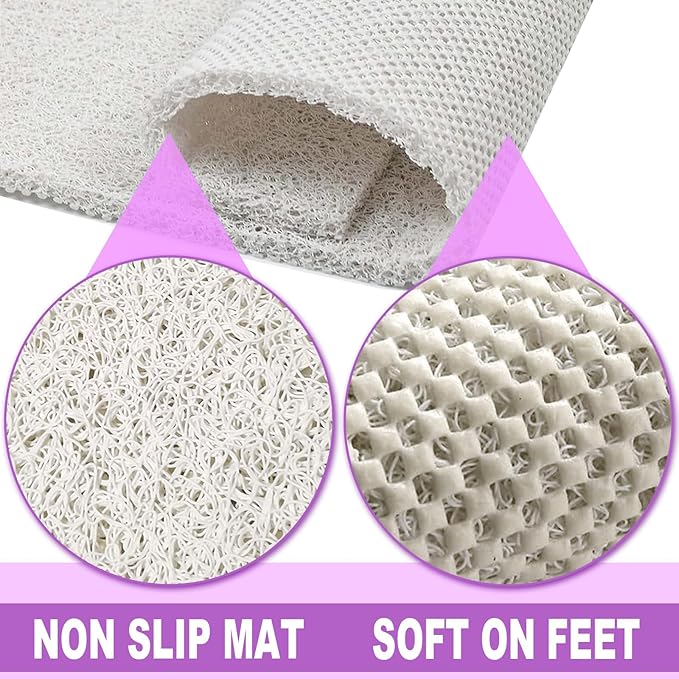 Shower Mats Non Slip,16x36'' Long Bathtub Mat Non-Slip for Bathroom Tub Showers Anti Slip for Elderly,Loofah Anti Slip Shower Matt,Shower Stall Mat for Inside Shower-White