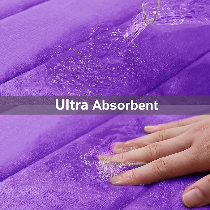 Buganda Memory Foam Bath Mat, 47" x 24", Ultra Soft and Non-Slip Bathroom Rugs, Water Absorbent and Machine Washable Bath Rug Runner for Bathroom, Shower, and Tub, Purple