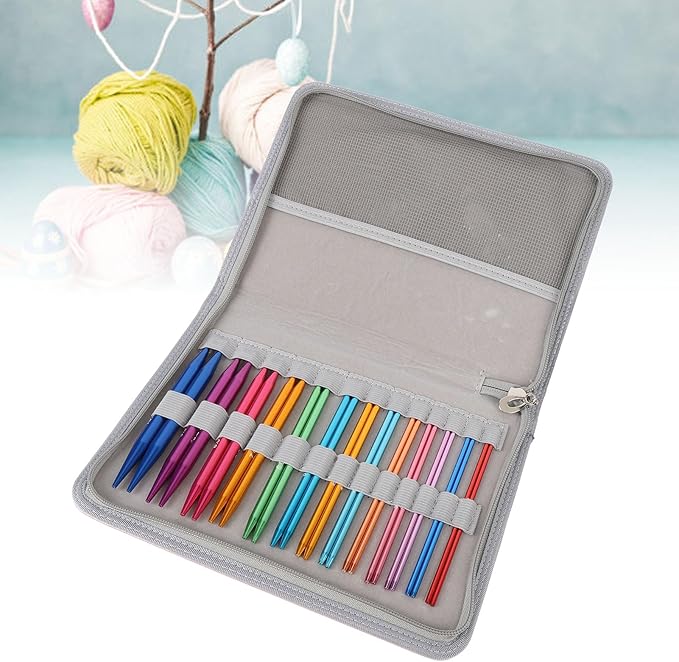 ZIZEV Interchangeable Aluminum Circular Knitting Needles Set, 13cm Detachable Interchangeable Round Knitting Needle Set, Flexible Cable Design Wide Range of Sizes