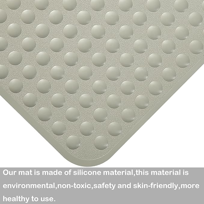 Yanzifly Bathtub Mat Non Slip Bath Mat for Tub Silicone Soft Bath Tub Mat Non Slip Shower Mats, Suction Cups Bath Tub Anti Slip Matt for Family Use, Machine Washable- Beige