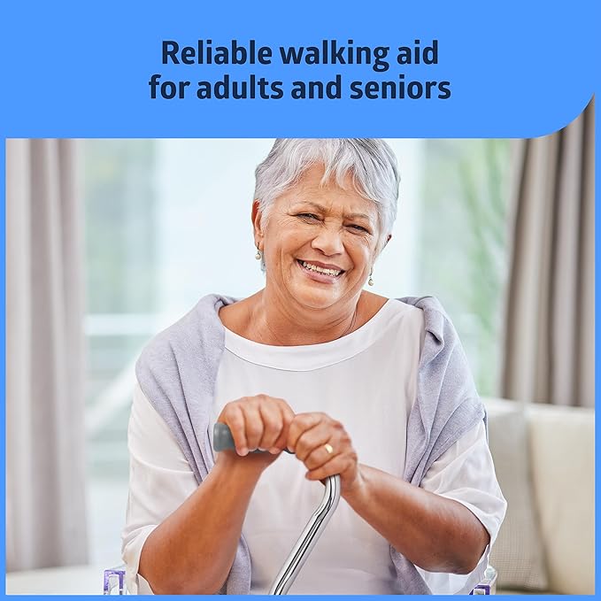 Medline Bariatric Offset Walking Cane for Seniors & Adults, Adjustable Height 29"-38", Ideal for Balance Support, Injury & Post-Surgery Mobility Aid, Black