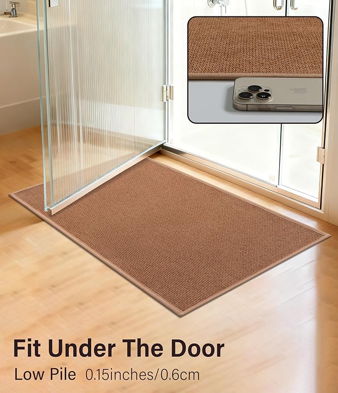 YIHOUSE Bathroom Rugs Mat 24x36, Non Slip Quick Dry Bath Mats for Bathroom Absorbent Ultra Thin Bath Rugs Machine Washable Fit Under Door for Sink, Cabinet, Laundry (Orange, 24"x36")