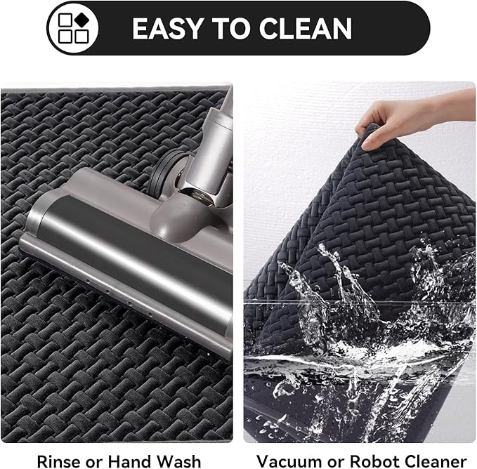 Bathroom Runner Non Slip, Extra Soft Absorbent Quick Dry Bath Mats, Foam Weave Texture Thin Bath Rugs Washable with Rubber Backing, 20" x 59“