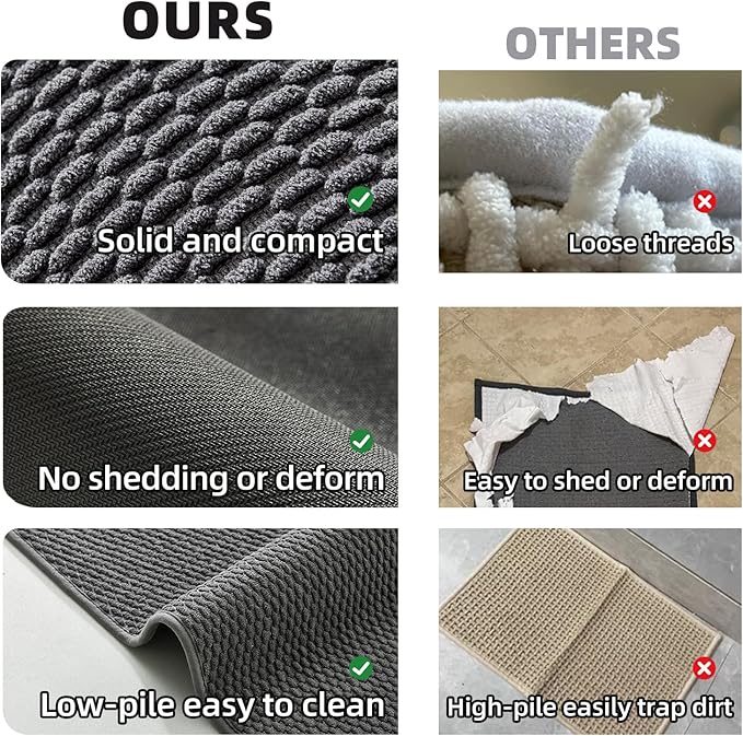 Toilet Rug, Thin Toilet Rugs U Shaped Washable Non Slip Absorbent Quick Dry Low Pile Toilet Mat, Dark Grey 20"x24" U Shape