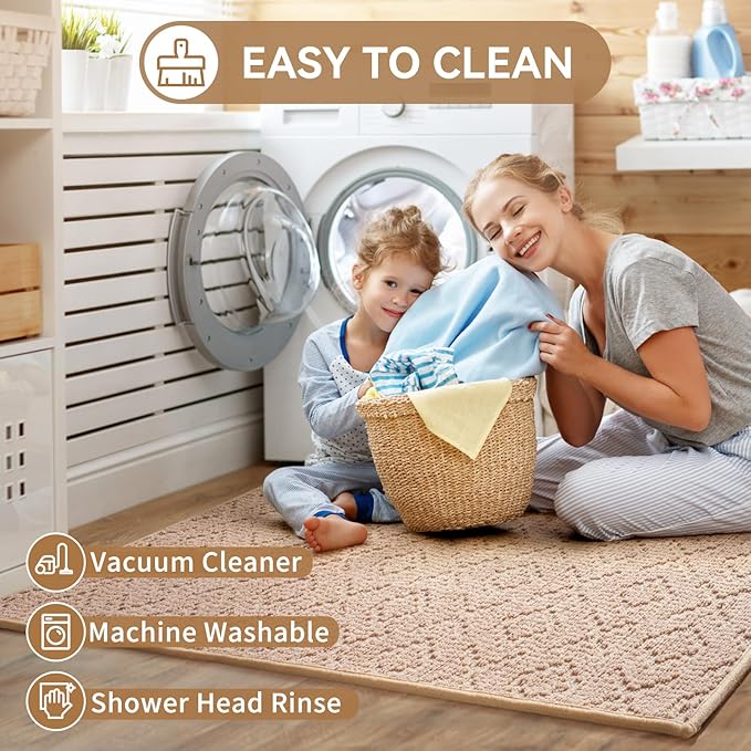 Bathroom Rugs Non Slip, Super Absorbent Quick Dry Bath Mat, Rubber Backing Ultra Thin Bathroom Mats Fit Under Door Bathroom Floor Bathtub Shower