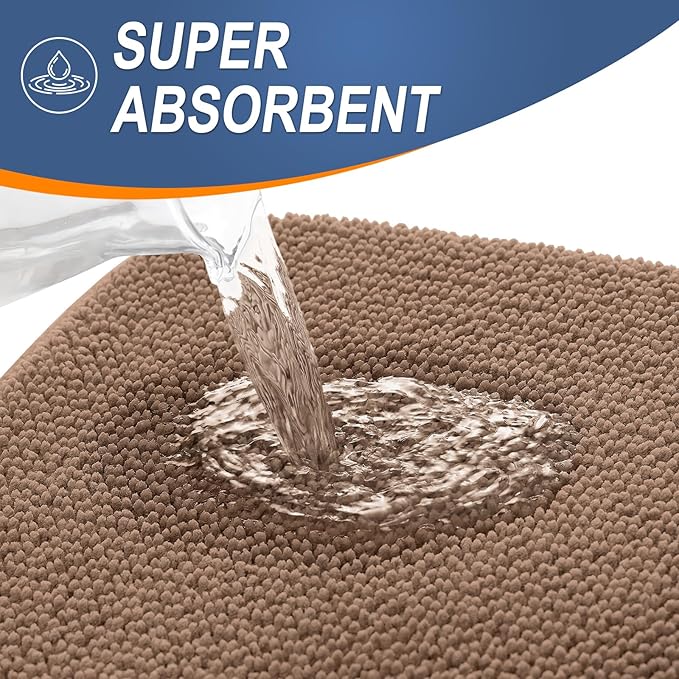 OLANLY Thick Memory Foam Bath Mat Rug 44x24, Extra Soft Absorbent Bathroom Rug, Quick Dry Bath Mats, Non-Slip, Machine Washable Carpet for Bathroom, Tub and Shower, Home Decor Accessories, Mocha