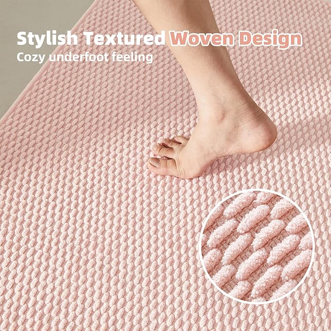 Toilet Rug, Thin Toilet Rugs U Shaped Washable Non Slip Absorbent Quick Dry Low Pile Toilet Mat, Pink 20"x24" U Shape