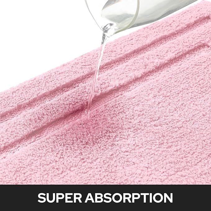 HOMEIDEAS Cute Bathroom Rugs, Super Soft and Absorbent Non Slip Microfiber Machine Washable Bath Mat Set for Pink Bathroom Decor (20" x 32" + 16" x 24", Light Pink)