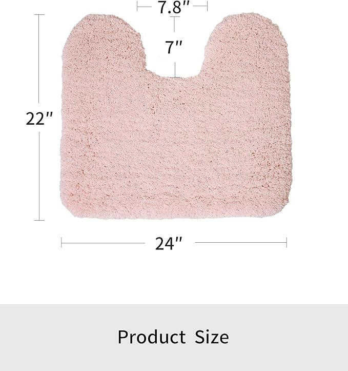 Pink Toilet Rug 22x24 Non Slip Fluffy Toilet Floor Mat U Shaped Washable Bathroom Contour Rug for Toilet Absorbent Thick Toilet Carpet