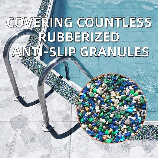 QILIMA Pool Anti Slip Tape Waterproof 4" x 15ft -Blue, Outdoor/Indoor Waterproof, Traction Stair Strips for Outdoor Steps, Non Skid Rubber Grip Tape for Trails, Bathroom, Shower