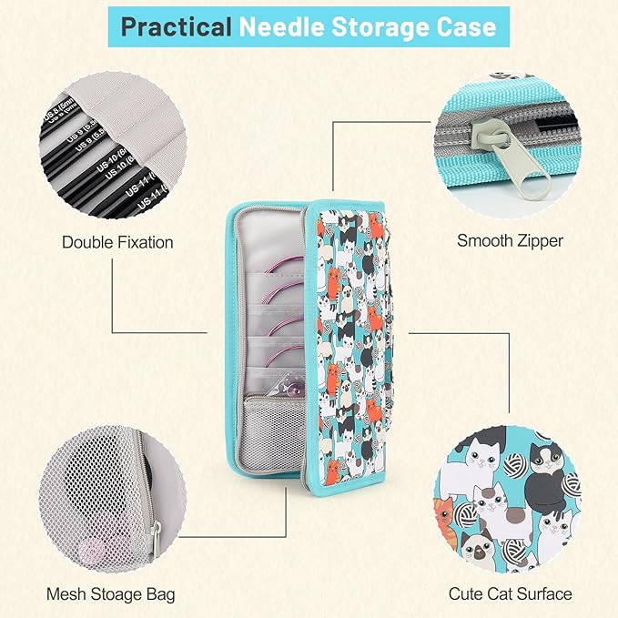 Aeelike Interchangeable Knitting Needles Set, 9 Pairs Circular Knitting Needles Aluminum (Size 3.0mm-8.0mm) with 4 Cables Accessories and Cute Storage Case for Socks Blankets Cushions, Ideal Gift