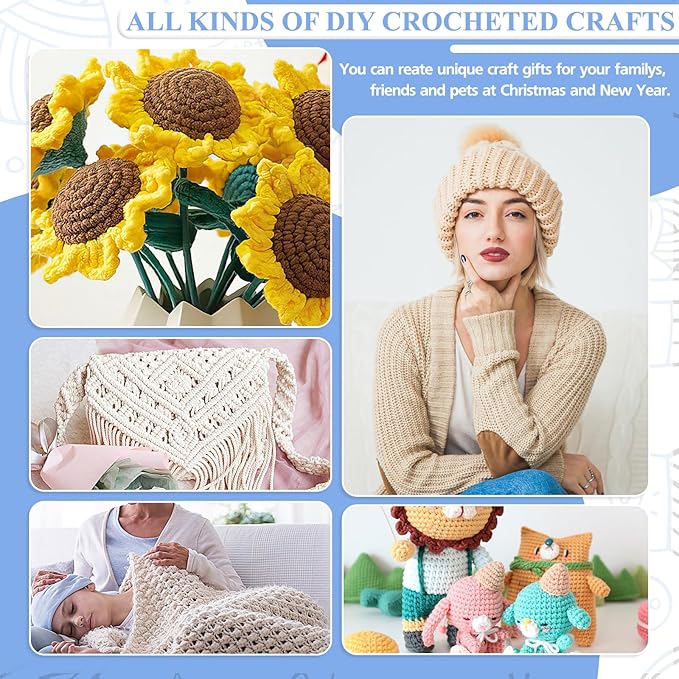 Coopay Crochet Set for Beginners - Ergonomic Soft Grip Metal Crochet Hooks (2mm-6mm) & 19PCS Needles Set with Stitch Markers - Perfect for Arthritic Hands