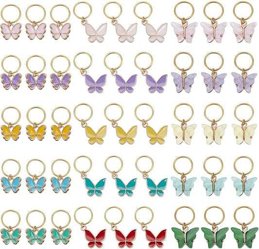 NBEADS Butterfly Charms and Braid Clips - 45 Pcs Removable Crochet Stitch Markers Made of Charms for Knitting, Weaving, Sewing, and Dreadlock Decorations