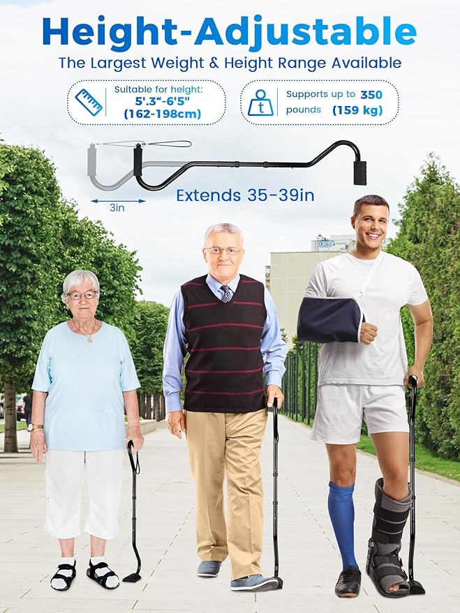 Walking Cane, Stair Climbing Cane for Women/Men for Leg Lifter Adjustable Assist Canes with Large Footrest for Relaxed and Walk Up and Down Stairs