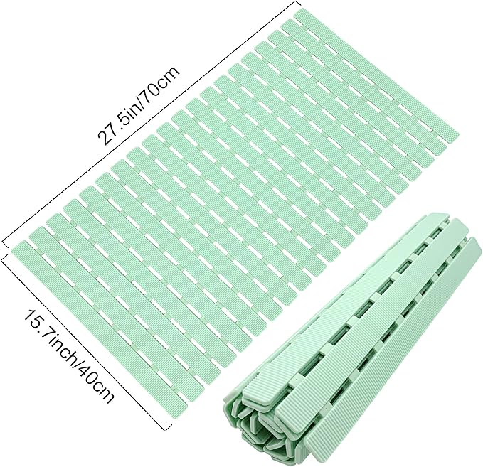 MBOSS Bath Tub Shower Mat Non Slip Bathtub Mats for Bathroom Shower Floor Mat Bath Mats for Shower Tub Anti Slip Shower Mat with Drain Hole and Large Suction Cups (Mint Green, 27.5 X 15.7 Inch)