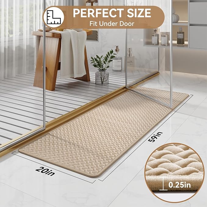 Bathroom Runner Non Slip, Extra Soft Absorbent Quick Dry Bath Mats, Foam Weave Texture Thin Bath Rugs Washable with Rubber Backing, 20" x 59“