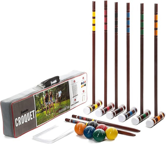 Franklin Sports Portable Backyard Croquet Sets - Complete 4 + 6 Player Croquet Sets with Mallets, Croquet Balls + Wickets Included - Outdoor Family Lawn Game Sets