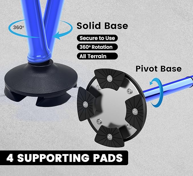 Walking Cane for Men & Women – Foldable, Adjustable, Self-Standing Cane with 360° Pivot Base, Comfortable Grip, Heavy Duty Canes for Women, Collapsible Walking Stick with Travel Bag for Seniors Adults