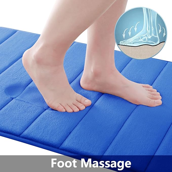 Buganda Memory Foam Bath Mat, 70" x 24", Ultra Soft and Non-Slip Bathroom Rugs, Water Absorbent and Machine Washable Bath Rug Runner for Bathroom, Shower, and Tub, Royal Blue