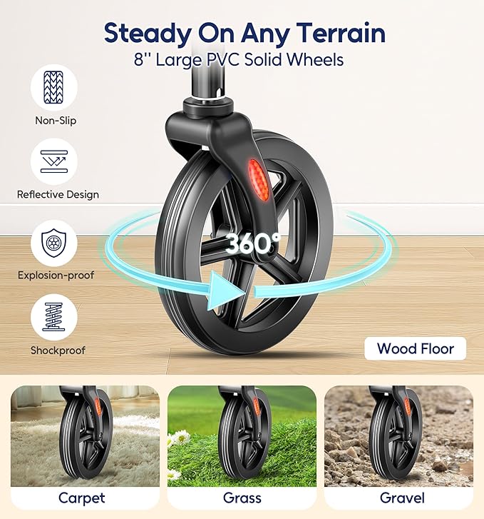 Walkers for Seniors Rollator Walkers with Seat, 350lb Capacity with Cup Holder & Cane Holder, 8'' All Terrain Wheels, Adjustable Handles and Seat Height, Foldable Design, Burgundy