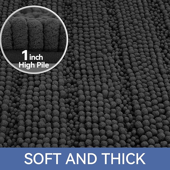 Bcoimo 70"×24" Chenille Bath Mat – Non-Slip with Backing Bath Rug Ultra-Absorbent and Machine Washable Bathroom Mat Quick-Dry Design. Ideal for Bathroom and Tub Areas