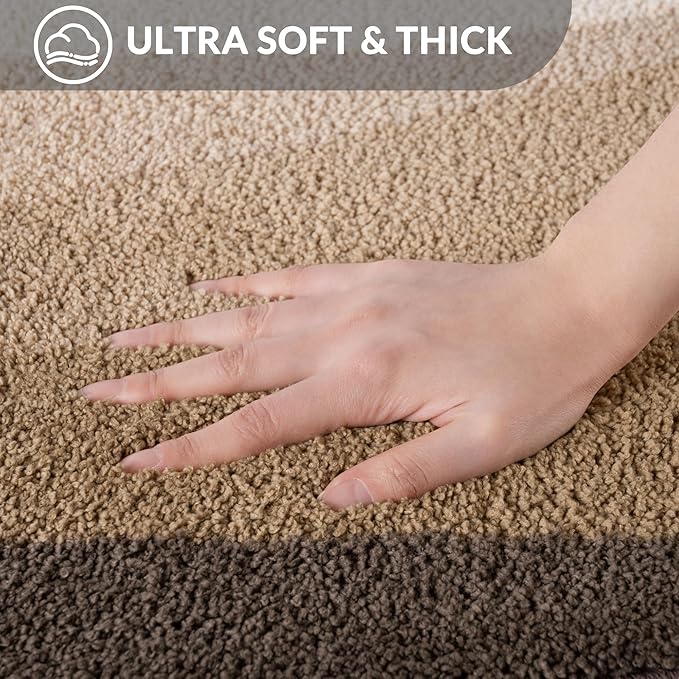 Exclusivo Mezcla Bathroom Rugs Mat 17x24, Extra Soft Non Slip Absorbent Water Microfiber Bath Rugs, Machine Washable Quick Dry Bath Mats for Bathroom Floor, Shower, Home Decor, Waved Camel