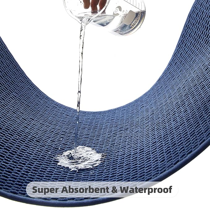 Bathroom Rugs Non Slip Washable, Super Absorbent Thin Bath Mat Quick Dry Low Pile Bathroom Rug, Navy Blue 24"x36"