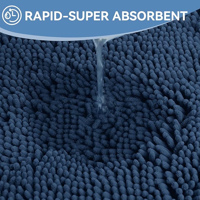 Bcoimo 70"×24" Absorbent Bath Mat, Non-Slip with Backing Chenille Bath Rug and Machine Washable Bathroom Mat Quick-Dry Design. Ideal for Bathroom and Tub Areas