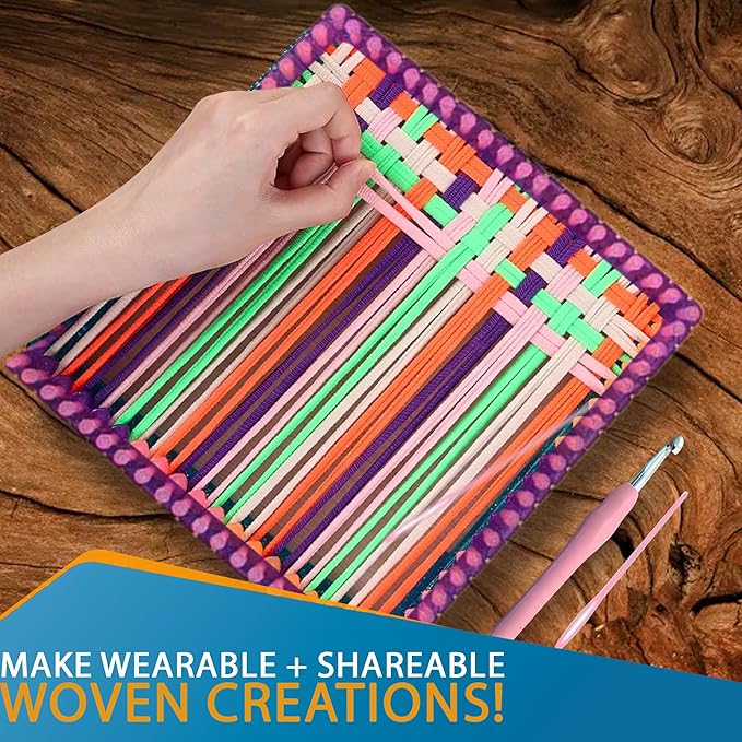 Weaving Loom Kit for Kids – DIY Rainbow Loom & Bracelet Maker Set with Storage Case – Friendly Loom with Colorful Loom Loops, Frames & Tools – Ideal Knitting Loom Craft Gift for Girls & Boys Ages 6-12