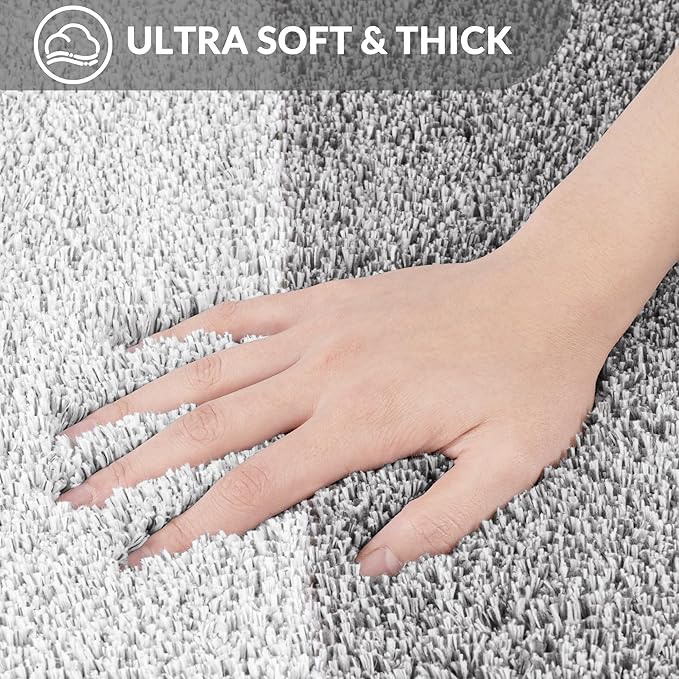 Exclusivo Mezcla Bathroom Rugs Mat 24x47, Extra Soft Non Slip Absorbent Water Microfiber Bath Rugs, Machine Washable Quick Dry Bath Mats for Bathroom Floor, Shower, Home Decor, Gradient Grey