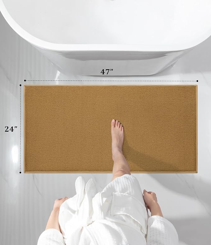 YIHOUSE Bathroom Rugs Mat 24x47, Non Slip Quick Dry Bath Mats for Bathroom Absorbent Ultra Thin Bath Rugs Machine Washable Fit Under Door for Sink, Cabinet, Laundry (Yellow, 24"x47")
