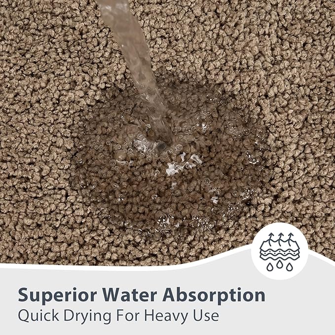 Bathroom Rugs U-Shaped 20" x 24", Non-Slip Extra Soft Absorbent Bath Rugs, Machine Washable Quick Dry Bath Mats for Toilet Base, Grayish Brown & Coffee