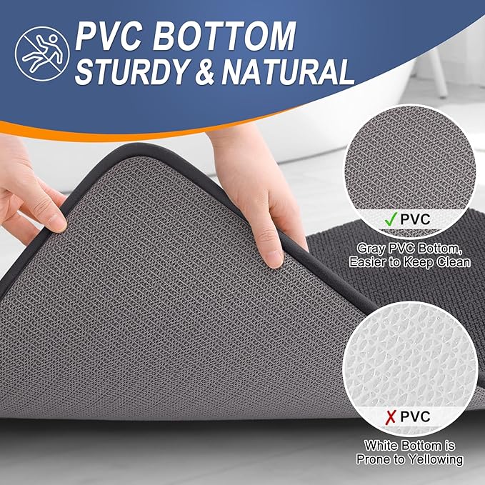 OLANLY Thick Memory Foam Bath Mat Rug 24x16, Extra Soft Absorbent Bathroom Rug, Quick Dry Bath Mats, Non-Slip, Machine Washable Carpet for Bathroom, Tub and Shower, Home Decor Accessories, Dark Grey