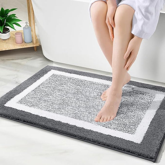 OLANLY Bathroom Rugs 36x24, Extra Soft and Absorbent Microfiber Bath Mat, Non-Slip, Machine Washable, Quick Dry Shaggy Bath Carpet, Suitable for Bathroom Floor, Tub, Shower (Large, Dark Grey)