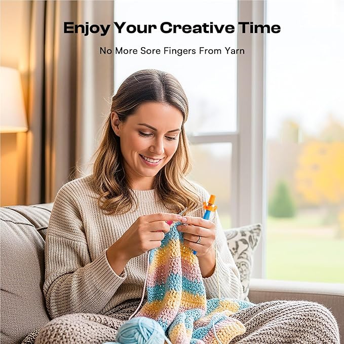 Crochet Tension Tool for Beginners, Ergonomic Yarn Guide Holder, Tension Control Crochet Helper, Comfort Handle for Left & Right Hander, Portable Crochet Accessories Gift for Crocheters & Knitters