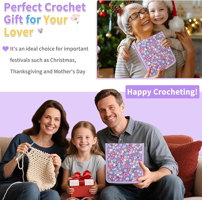 Coopay Crochet Hook Set, 9 PCS Crochet Hooks with Case (2.0mm-6.0mm), Floral Resin Grips - Beautiful & Ergonomic, Great for Crocheting Blankets, Dolls, Shawls, Hats, Scarves (B-J)