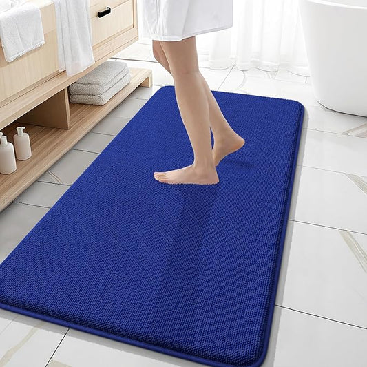 OLANLY Thick Memory Foam Bath Mat Rug 47x20, Extra Soft Absorbent Bathroom Rug, Quick Dry Bath Mats, Non-Slip, Machine Washable Carpet for Bathroom, Tub and Shower, Home Decor Accessories, Royal Blue