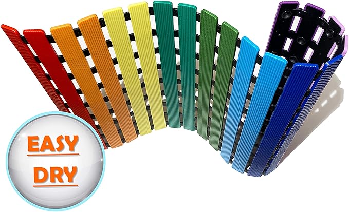 Non Slip Bathtub Mat | Double-Layered Shower Floor Mat with Suction Cups | EZ-Dry Construction | Non-Toxic, BPA, Latex, Phthalate, PVC Free (Rainbow)