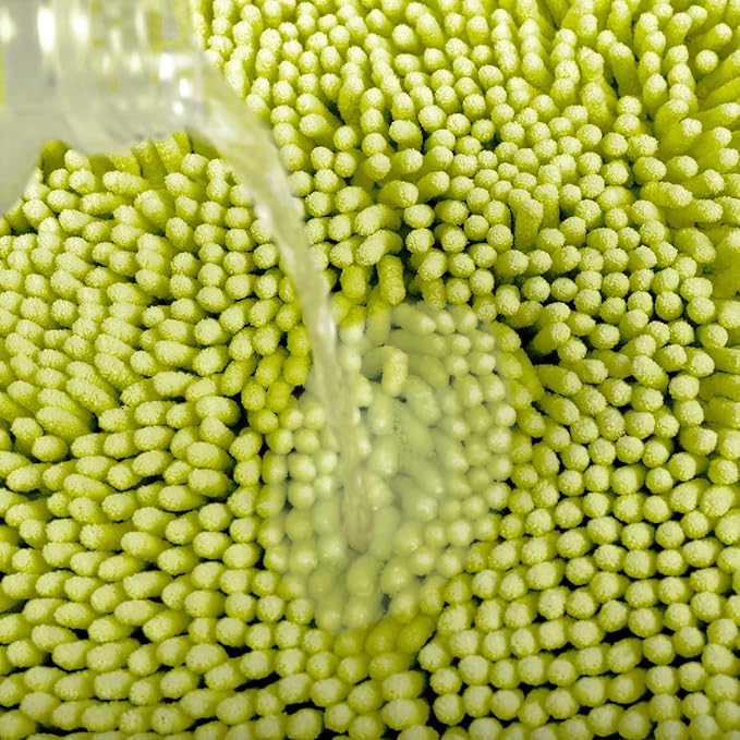 Non-Slip Bath Rug,Extra Soft Microfiber Bedroom Shag Carpet with Anti-Slip Backing,Water/Dust Absorbent Fast Dry Shower Mat,Sound Insulated Stairs Pad,Machine Washable (Lime Green,19 x 31 Inches)