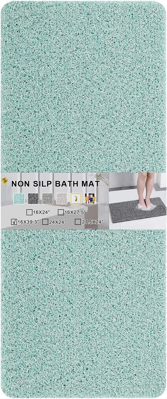 Nonslip Bathtub Mat, Anti Slip Bath Mat 0.6" Extra Thick, Quick Dry Bath Tub Anti Slip Shower Mat, Loofah Non-Slip Bath Mat for Tub Bathroom Pool Kitchen Entryway Home Hotel(Blue 16x39)
