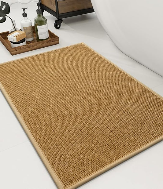 YIHOUSE Bathroom Rugs Mat 16x24, Non Slip Quick Dry Bath Mats for Bathroom Absorbent Ultra Thin Bath Rugs Machine Washable Fit Under Door for Sink, Cabinet, Laundry (Yellow, 16"x24")