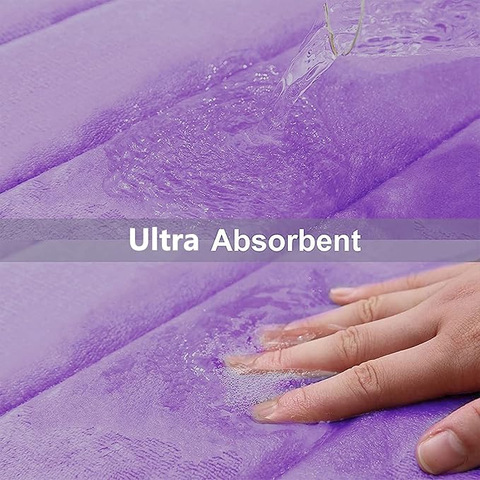 Buganda Memory Foam Bath Mat, 44" x 24", Ultra Soft and Non-Slip Bathroom Rugs, Water Absorbent and Machine Washable Bath Rug Runner for Bathroom, Shower, and Tub, Lavender
