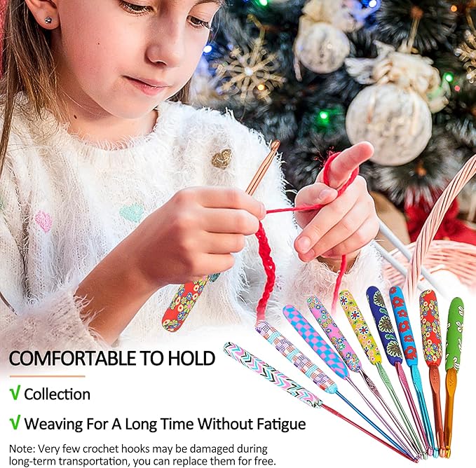 Coopay Warm Crochet Hooks for Grandmother, Art Aluminum Soft Grip Crochet Needles for Crocheting, Knitting Hook for Crochet Yarn Craft - Premium Knitting & Crochet Supplies