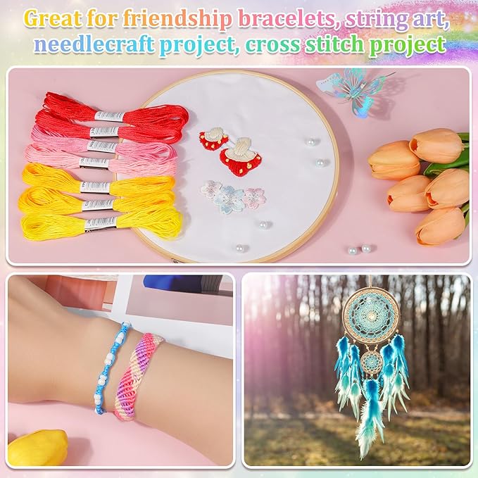 Paxcoo 447 Colors Embroidery Floss Cross Stitch Thread Friendship Bracelet Making String with Needles