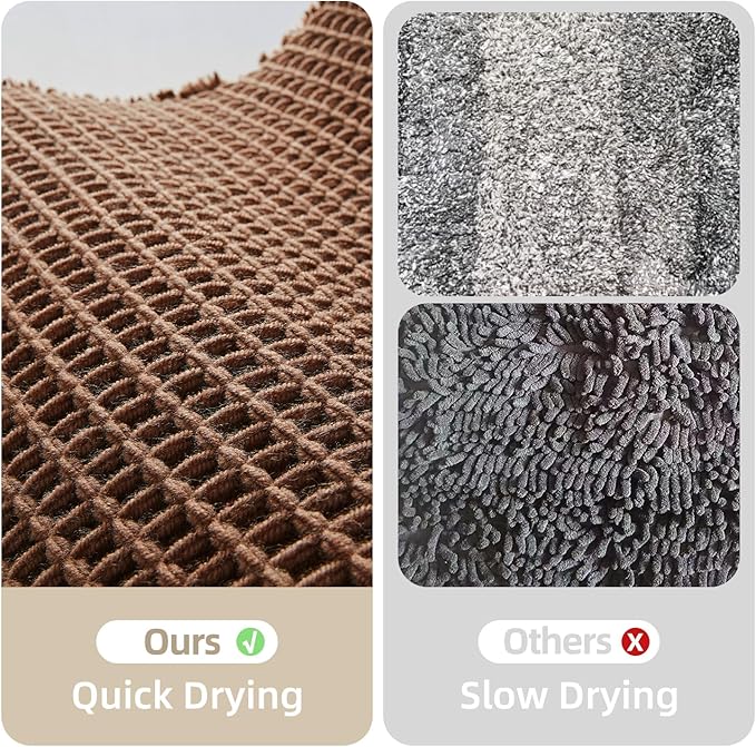 Waffle Bath Mat, Boho Bathroom Rugs Non Slip Washable Super Absorbent Quick Dry Bath Mat Farmhouse Bathroom Decor, 36"x24" Mocha