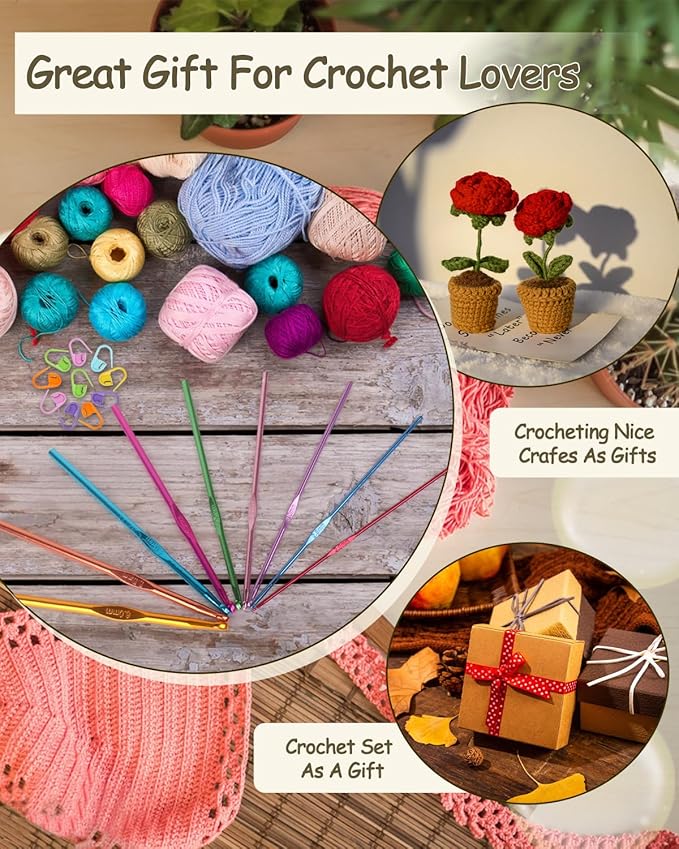 Coopay Crochet Hooks 19PCS Multicolor Aluminum Crochet Set, Smooth Crochet Hook Kit with Stitch Markers, Beginners Crochet Needles for Crocheting Yarn, 2.0mm-6.0mm Crochet Hook for Arthritic Hands