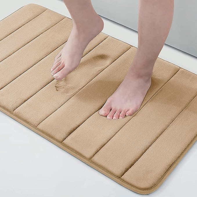 Buganda Memory Foam Bath Mat, 34" x 20", Ultra Soft and Non-Slip Bathroom Rugs, Water Absorbent and Machine Washable Bath Rug for Bathroom, Shower, and Tub, Camel