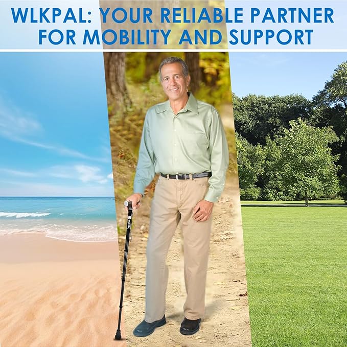 One-Button Telescopic Folding Walking Cane (Anchor Series) – Like an Umbrella | Compact, Lightweight & Travel-Friendly Folding Cane, Adjustable, All-Terrain Tips, Elegant Muted Tones