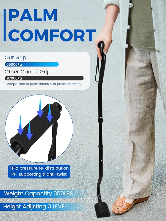 Walking Cane, Stair Climbing Cane for Women/Men for Leg Lifter Adjustable Assist Canes with Large Footrest for Relaxed and Walk Up and Down Stairs